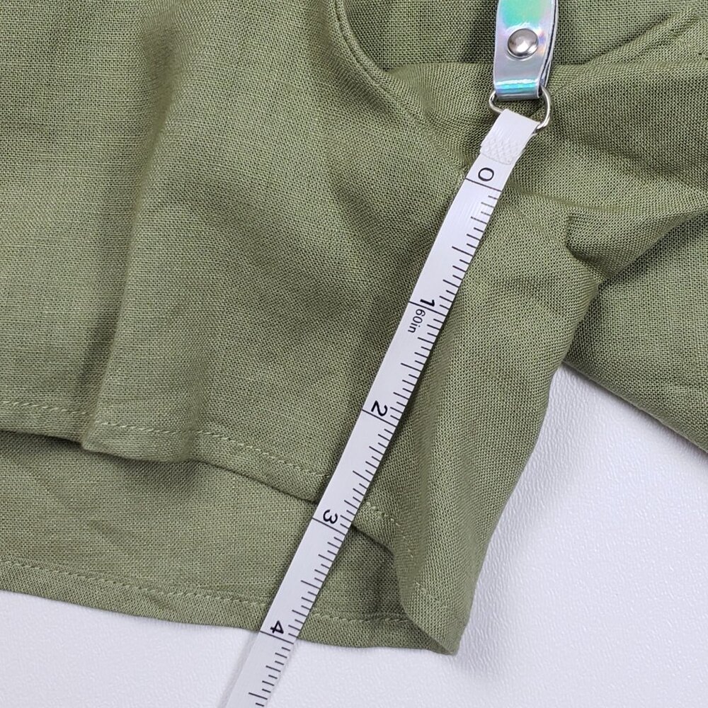 Andie Swim The Graciosa Short Women's XL Ivy Green Linen Blend Tassel Ties NWT - Picture 5 of 16